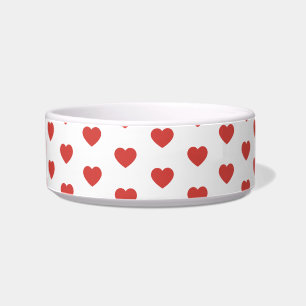 Polka Dot Hearts Love Cat Dog Bowl