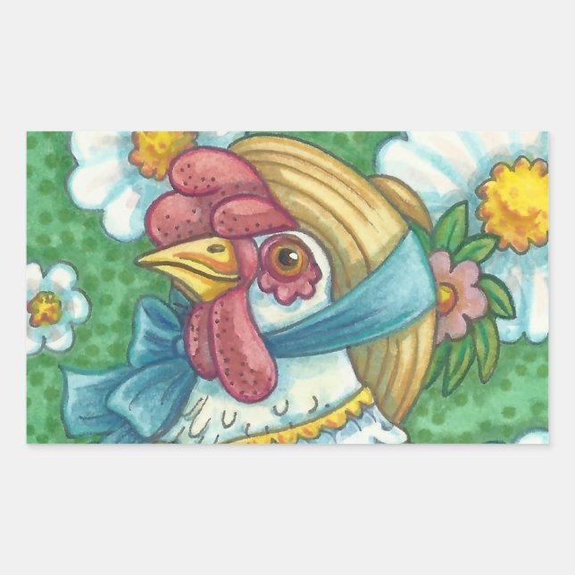 POLKA DOT HEN, CHICKEN STICKERS Rectangle, Sheet (Front)