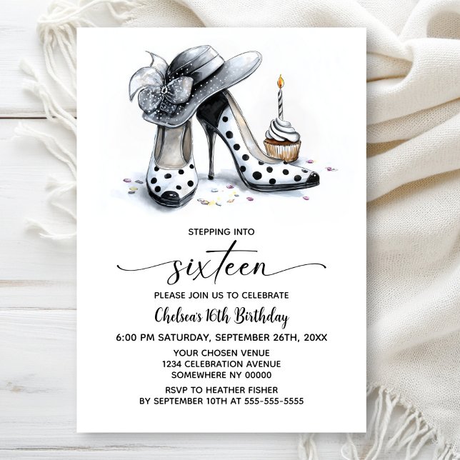 Polka Dot High Heel Shoes 16th Birthday Invitation (Creator Uploaded)