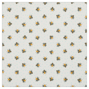 Polka Dot Honey Bees Antique White Fabric