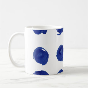 Polka dot, indigo blue watercolor. coffee mug
