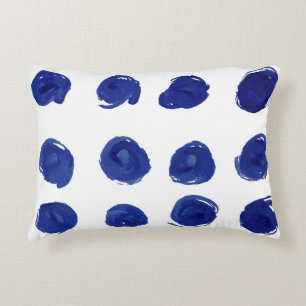 Polka dot, indigo blue watercolor. decorative cushion