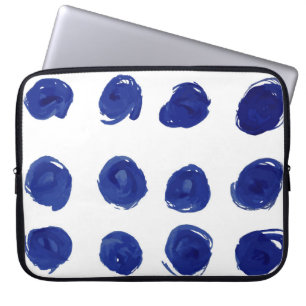 Polka dot, indigo blue watercolor. laptop sleeve