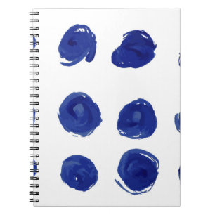 Polka dot, indigo blue watercolor. notebook