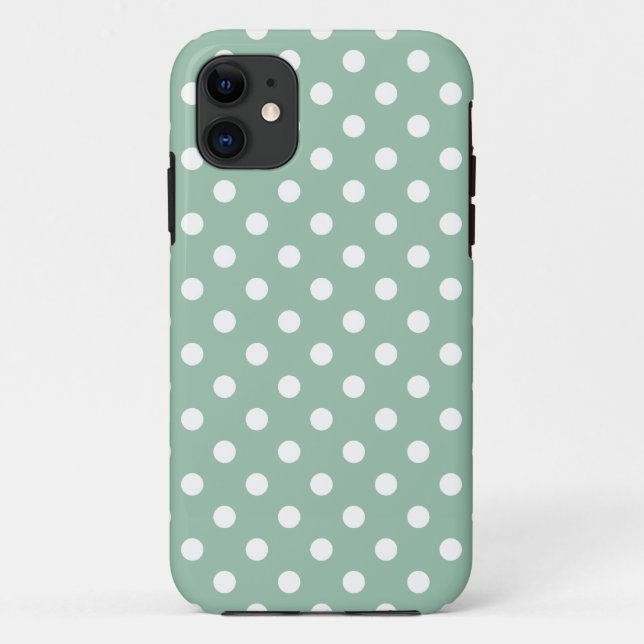 Polka Dot iPhone 5/5S Case in Greyed Jade Green (Back)