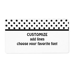 Polka dot label in black and white