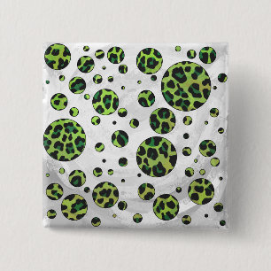 Polka Dot Leopard Black and Green 15 Cm Square Badge