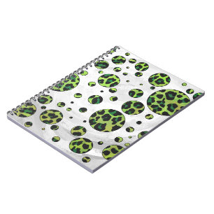 Polka Dot Leopard Black and Green Spiral Notebook
