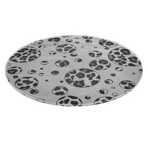 Polka Dot Leopard Black and White Design Cutting Board