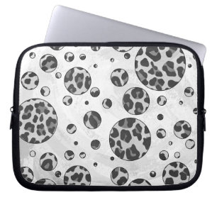 Polka Dot Leopard Black and White Design Laptop Sleeve