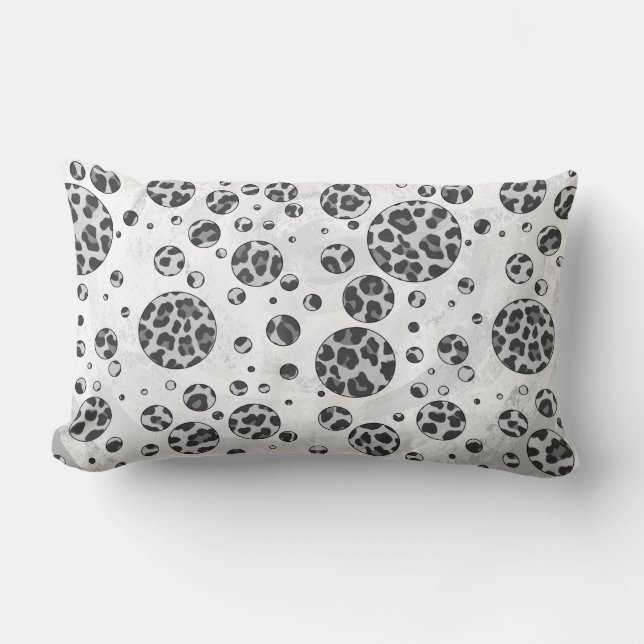 Polka Dot Leopard Black and White Design Lumbar Cushion (Front)