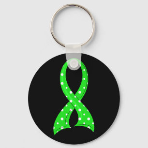 Polka Dot Lime Green Ribbon Non-Hodgkin's Lymphoma Key Ring