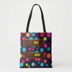 Polka Dot logo text design shoulder Tote bag 