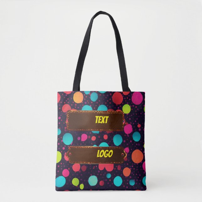 Polka Dot logo text design shoulder Tote bag  (Front)