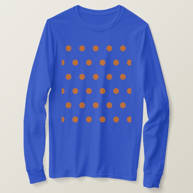 Polka Dot Long Sleeve T-Shirt (Denim Blue & Orange (Design Front)