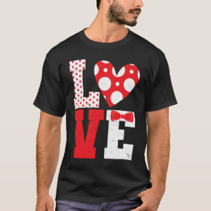 Polka Dot Love Heart Bow Tie Valentine's Day Coupl T-Shirt
