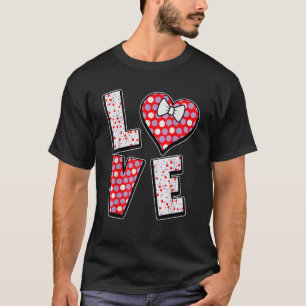 Polka Dot Love Heart Bow Tie Valentine's Day For T-Shirt