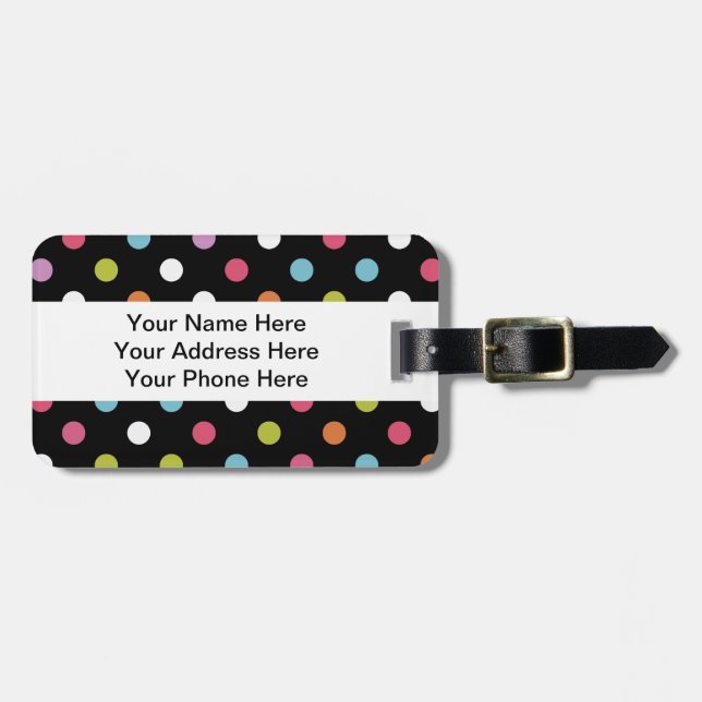 Polka Dot Luggage Tag (Front Horizontal)