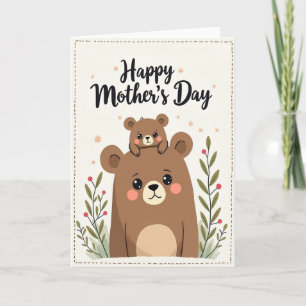 Polka Dot Mama Bear Day Card
