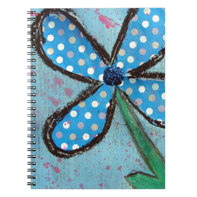 Polka Dot Mixed Media Flower Notebook (Front)