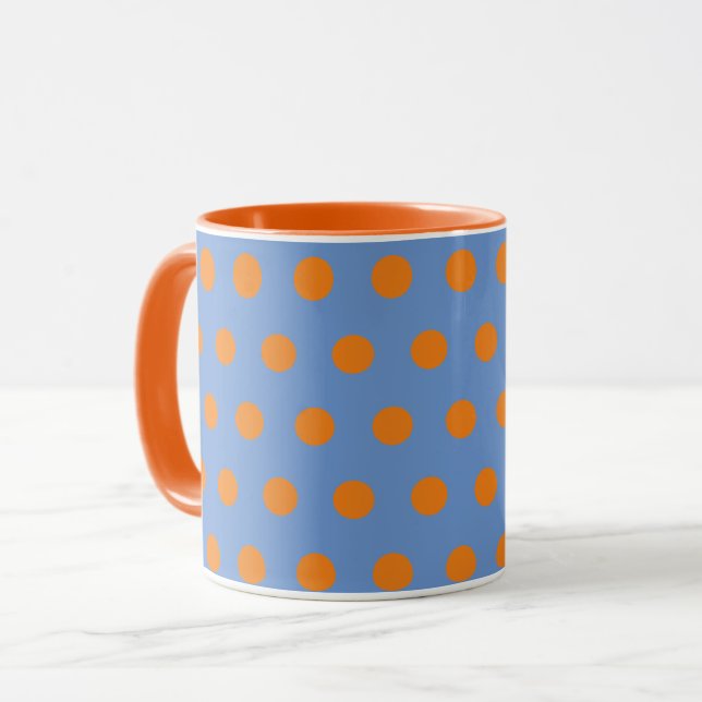 Polka Dot Mug (Denim Blue & Orange) (Front Left)