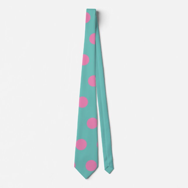 Polka Dot Neck Tie (Aqua & Pink) (Front)