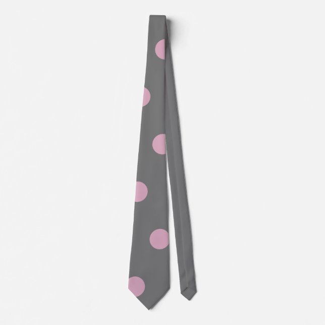 Polka Dot Neck Tie (Dark Grey & Soft Pink) (Front)