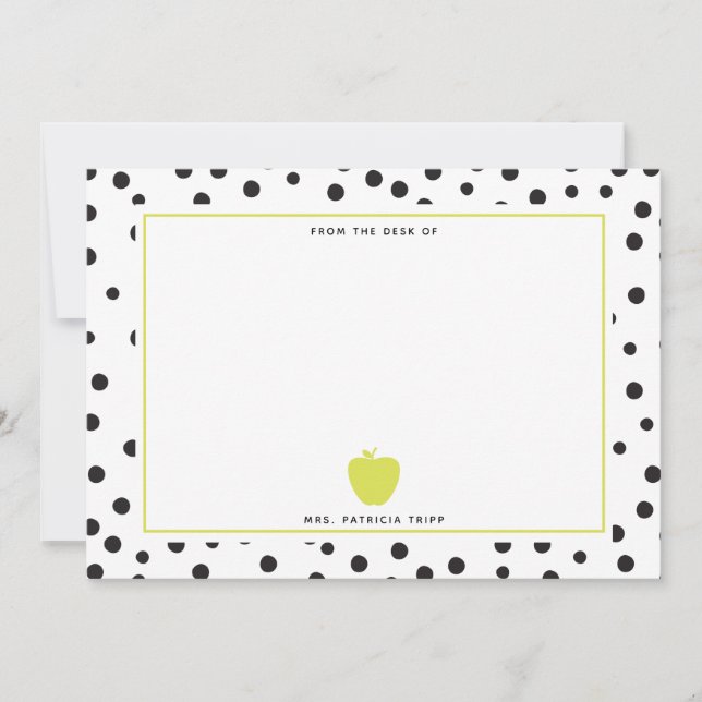 Polka Dot Neon Apple Teacher Card (Front)