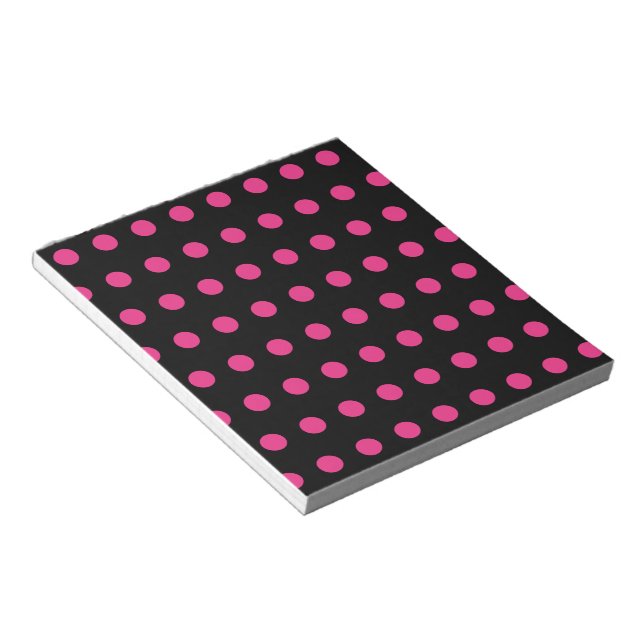 Polka Dot Notepad (Black & Neon Pink) (Angled)