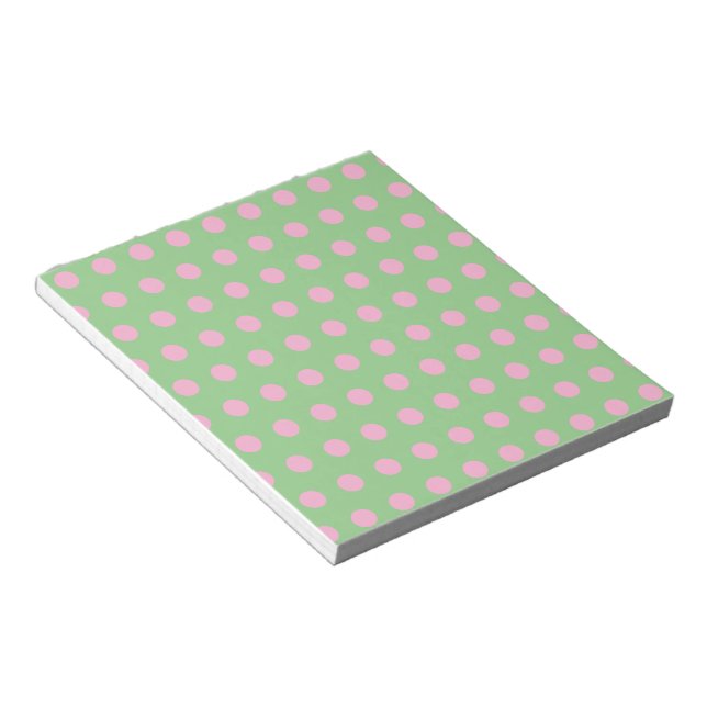 Polka Dot Notepad (Sage Green & Pastel Pink) (Angled)