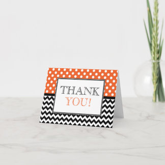 Polka Dot Orange & Chevron Thank You Card