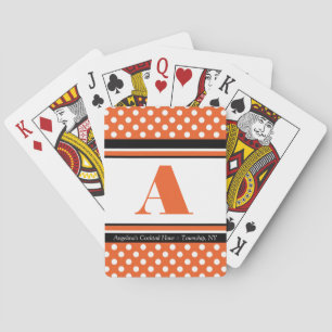 Polka Dot Orange Personalised Playing Cards