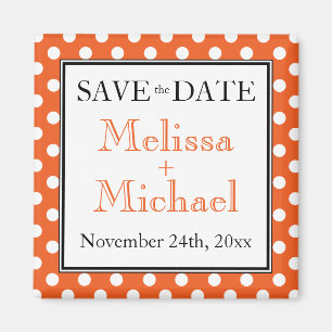 Polka Dot Orange Save the Date magnet