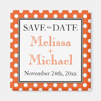 Polka Dot Orange Save the Date magnet