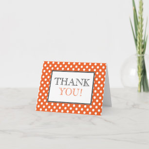 Polka Dot Orange & White Thank You Card