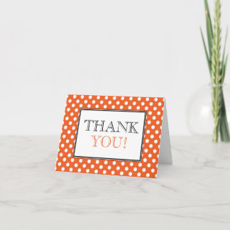 Polka Dot Orange & White Thank You Card