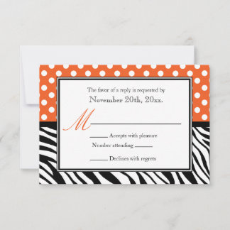 Polka Dot Orange & Zebra Print Reply Cards