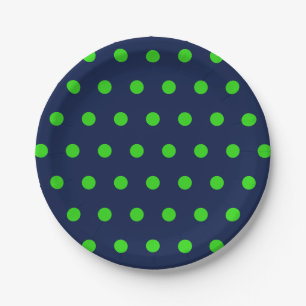 Polka Dot Paper Plates (Navy Blue & Lime Green)