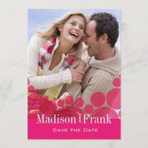 Polka Dot Parade Photo Save the Date hot pink