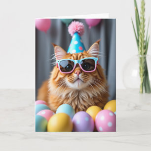 Polka Dot Party Cat Card