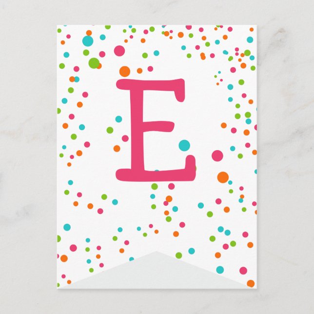 Polka Dot Party Flag Bunting Banner Post Card (Front)