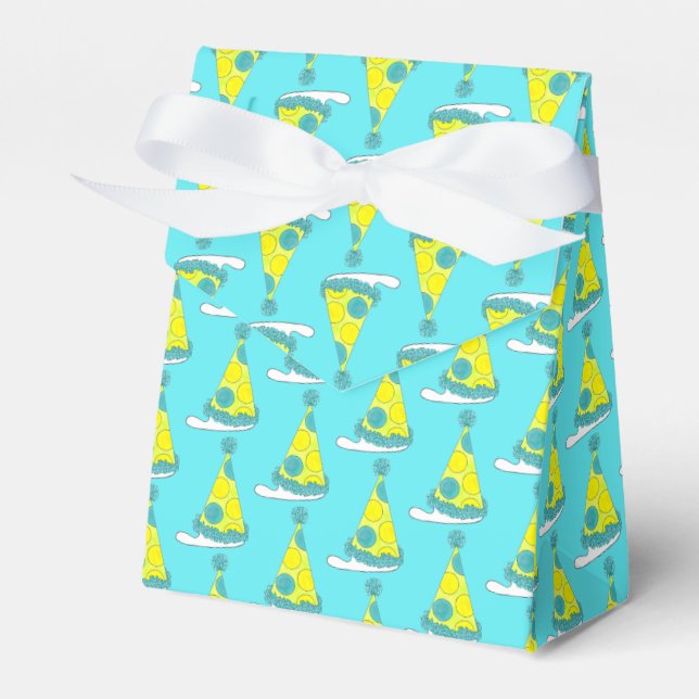 Polka Dot Party Hat Happy Birthday Celebration Favour Box (Front Side)