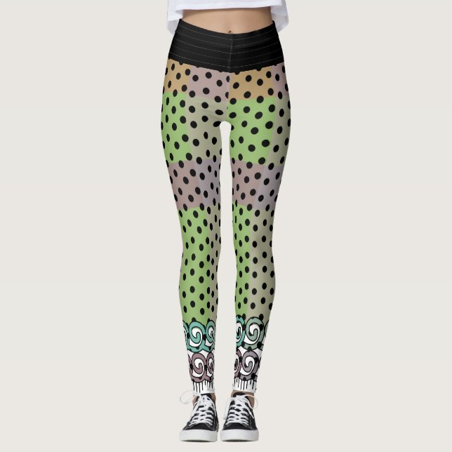 Polka Dot Pastel Plaid Leggings (Front)