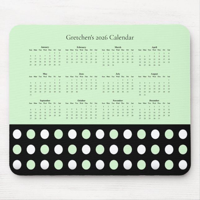 Polka Dot Pattern – 2026 Calendar Mouse Pad (Front)