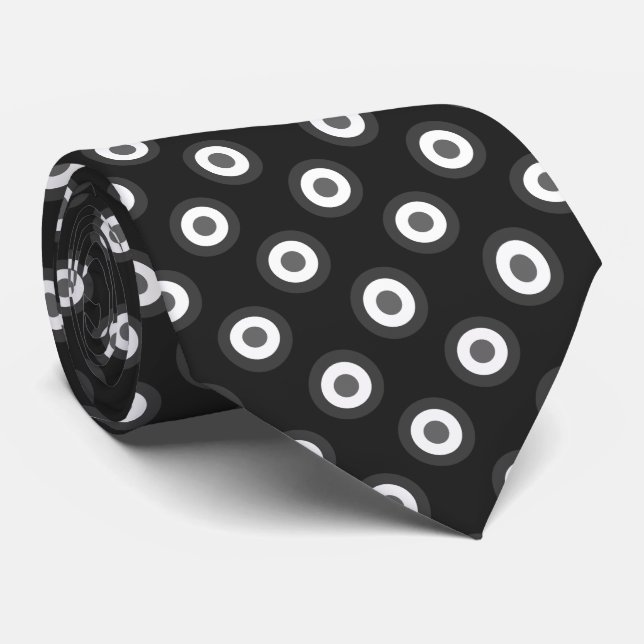Polka Dot Pattern - Black White Grey Tie (Rolled)