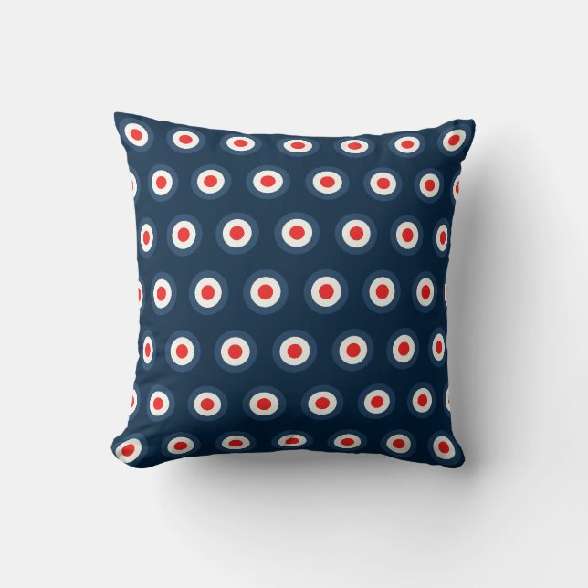 Polka Dot Pattern - Blue Red White Cushion (Front)