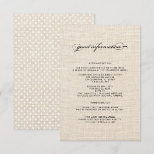 Polka Dot Pattern Burlap Wedding Details Cards