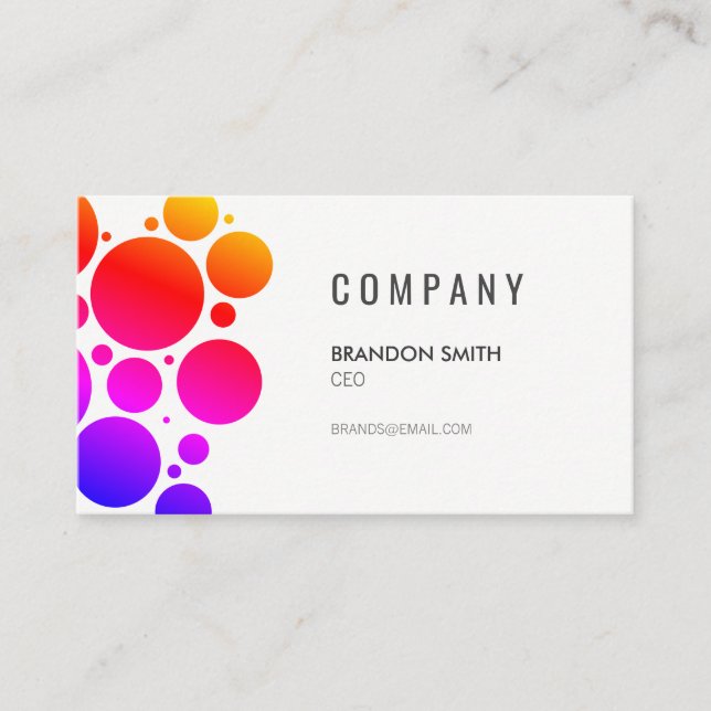Polka Dot Pattern / Colourful Business Card (Front)