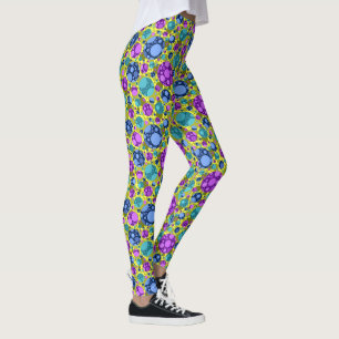 Polka Dot Pattern in Pink Blue Teal - Leggings