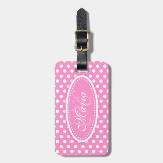 Polka dot pattern named luggage tag (Front Vertical)
